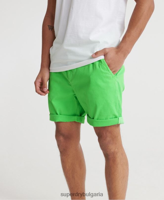Superdry облекло N00H364 зелено мъже изгорели на слънце къси чино панталони