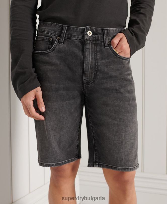 Superdry облекло N00H369 тъмно сив мъже тънки шорти