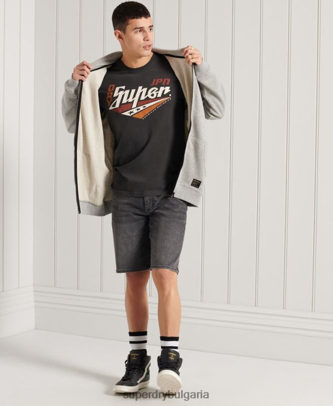 Superdry облекло N00H369 тъмно сив мъже тънки шорти