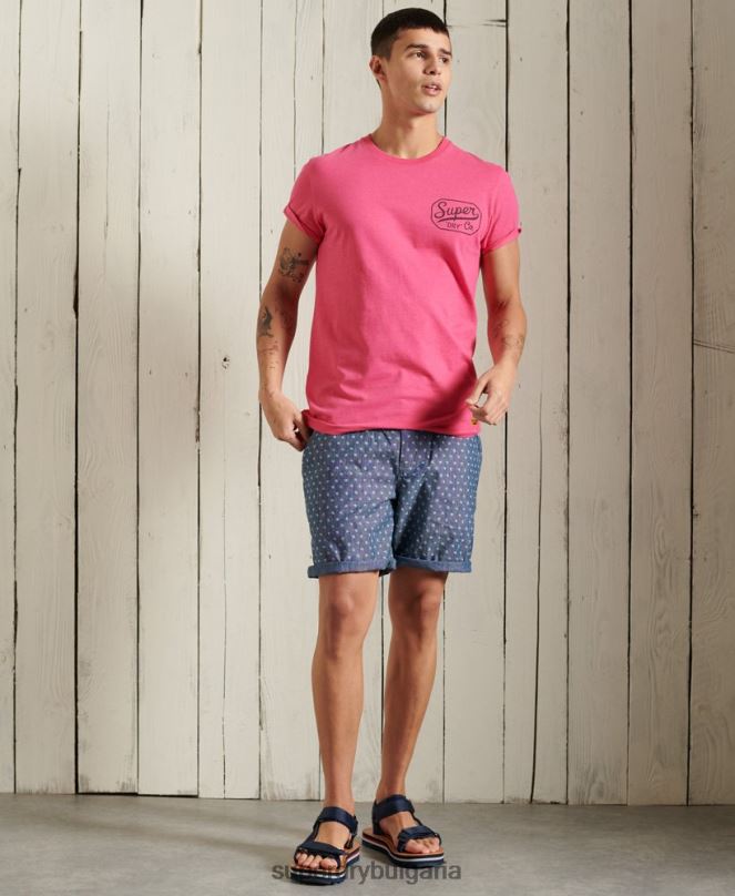 Superdry облекло N00H375 тъмно синьо мъже изгорели на слънце къси чино панталони
