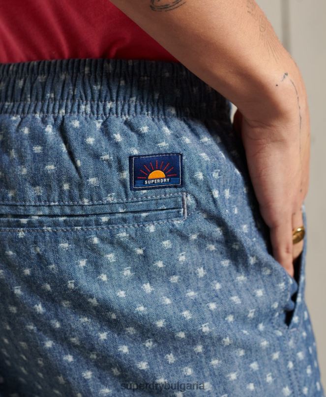 Superdry облекло N00H375 тъмно синьо мъже изгорели на слънце къси чино панталони