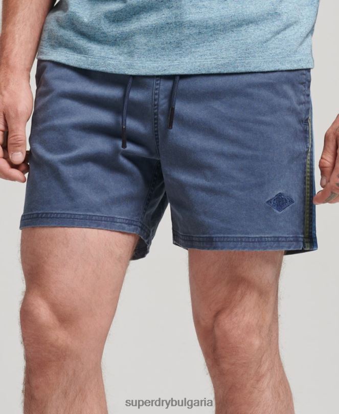 Superdry облекло N00H377 военноморски флот мъже винтидж шорти на райета