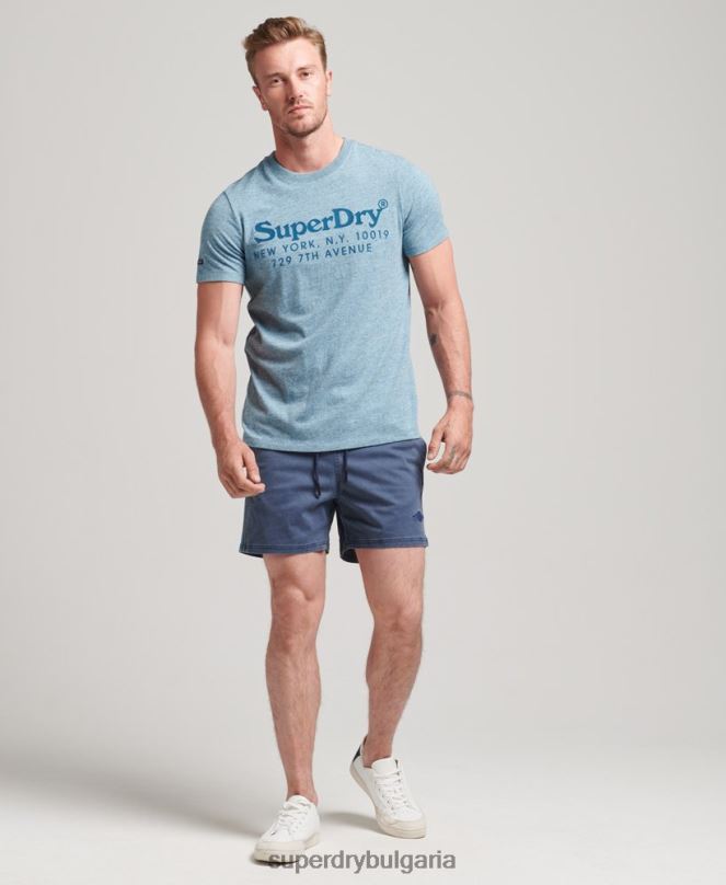 Superdry облекло N00H377 военноморски флот мъже винтидж шорти на райета