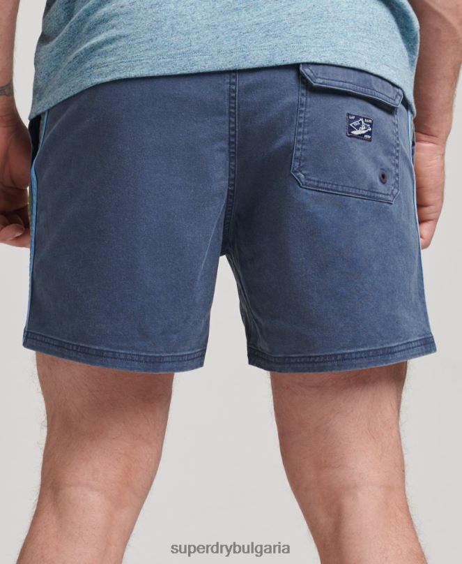 Superdry облекло N00H377 военноморски флот мъже винтидж шорти на райета