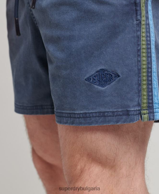 Superdry облекло N00H377 военноморски флот мъже винтидж шорти на райета