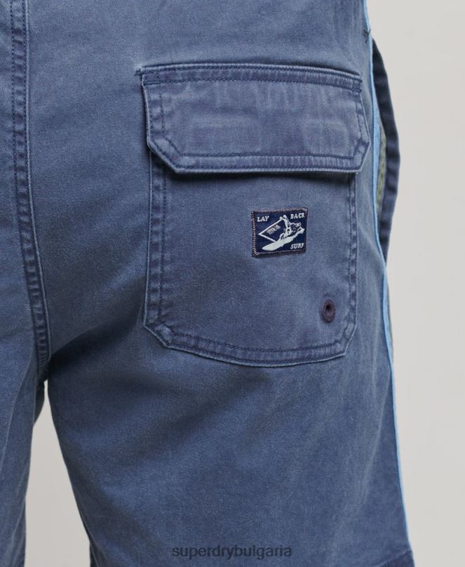 Superdry облекло N00H377 военноморски флот мъже винтидж шорти на райета