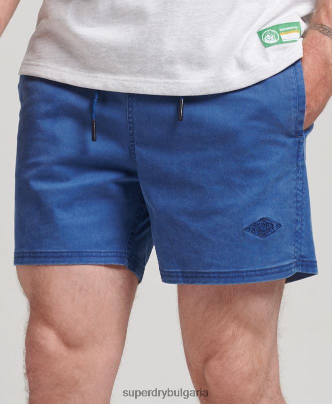 Superdry облекло N00H379 син мъже винтидж прани шорти