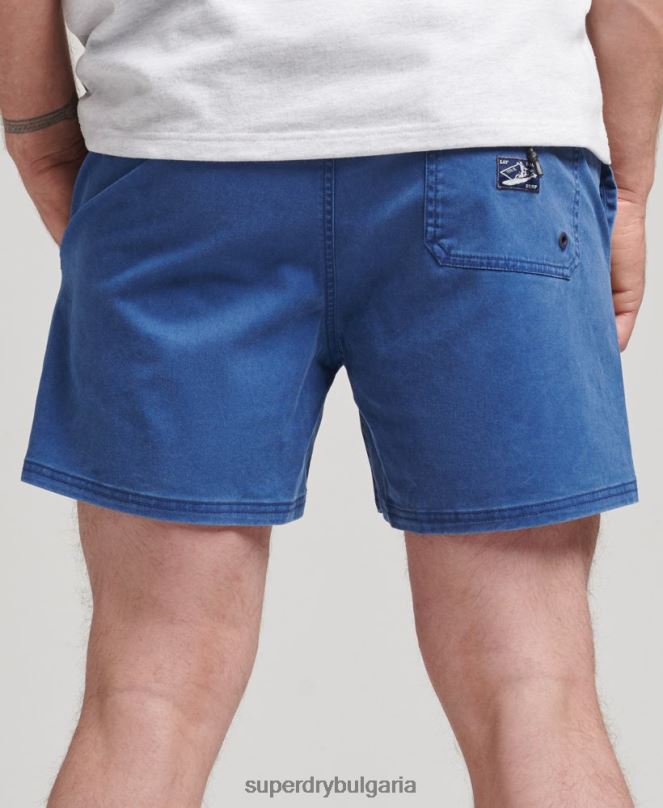 Superdry облекло N00H379 син мъже винтидж прани шорти
