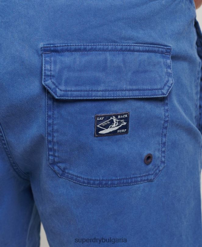 Superdry облекло N00H379 син мъже винтидж прани шорти