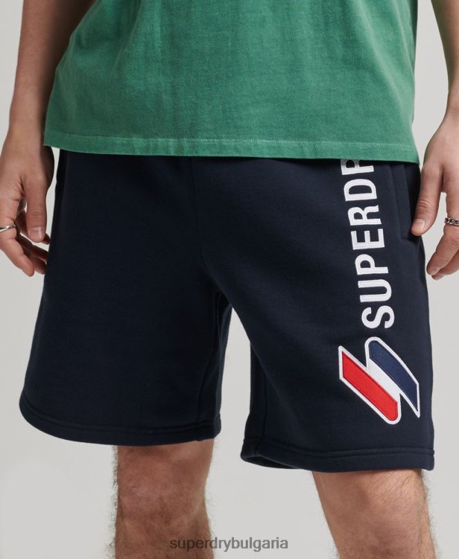 Superdry облекло N00H380 военноморски флот мъже суичъри с кодова апликация