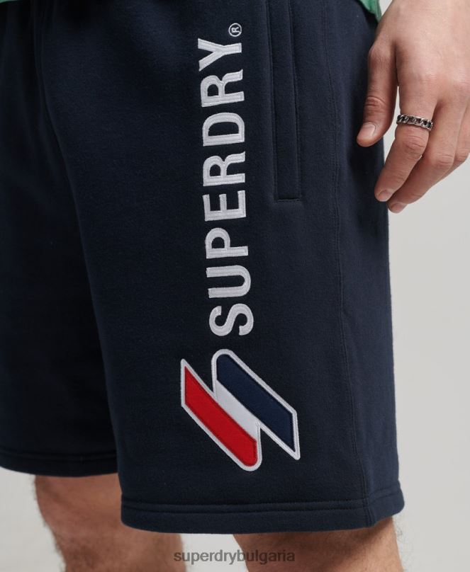 Superdry облекло N00H380 военноморски флот мъже суичъри с кодова апликация