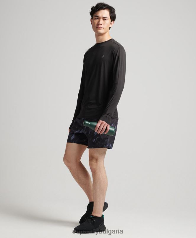 Superdry облекло N00H5358 тъмно сив мъже състезателни шорти