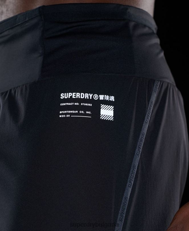 Superdry облекло N00H5364 черен мъже бягайте първокласни шорти