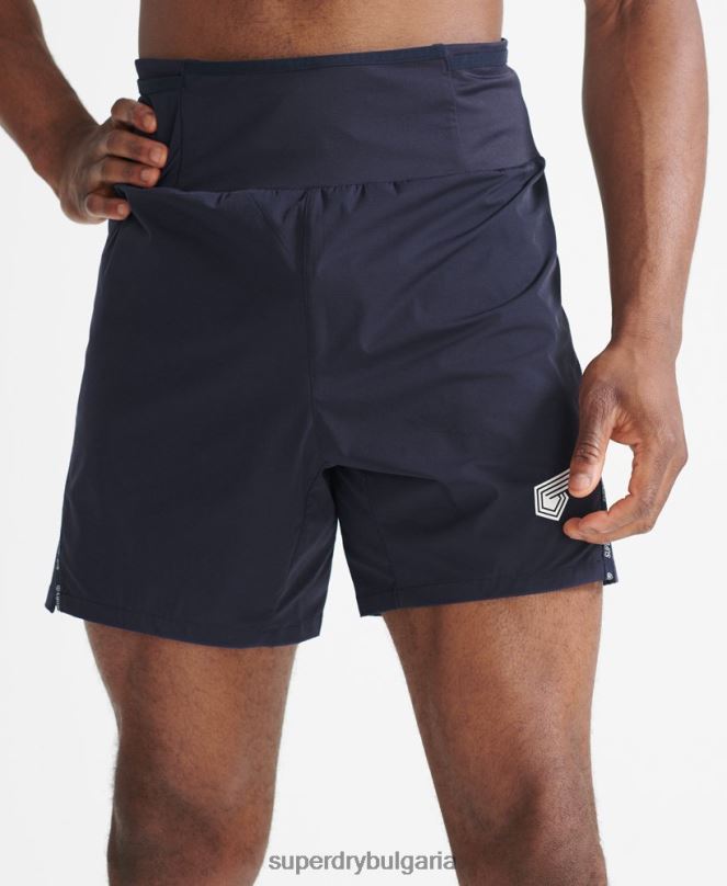 Superdry облекло N00H5370 военноморски флот мъже бягайте първокласни шорти