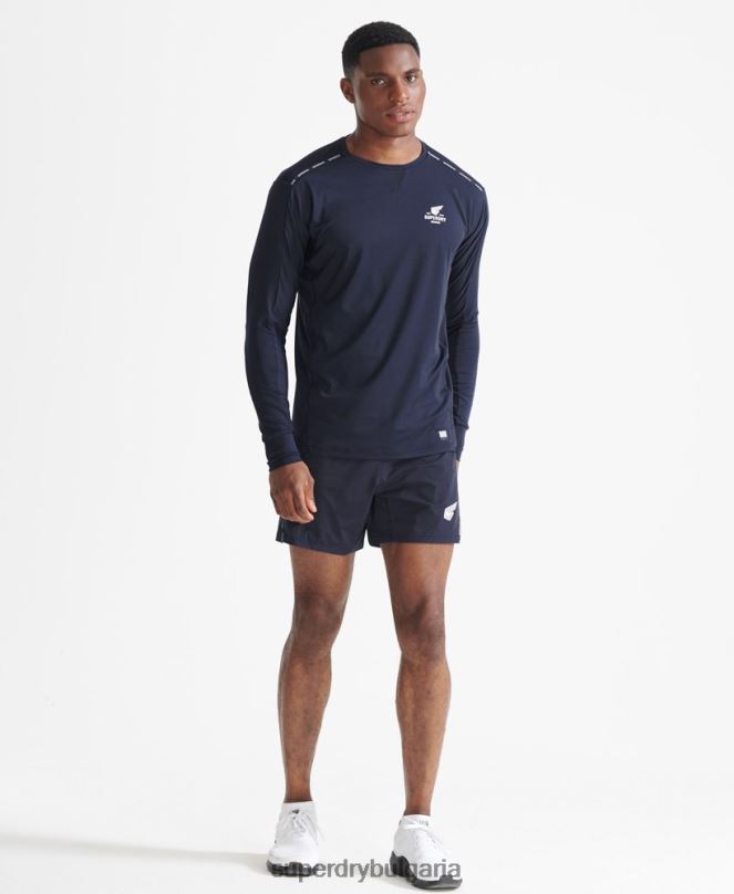 Superdry облекло N00H5370 военноморски флот мъже бягайте първокласни шорти