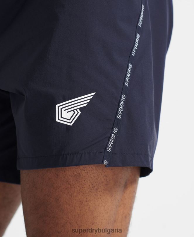 Superdry облекло N00H5370 военноморски флот мъже бягайте първокласни шорти