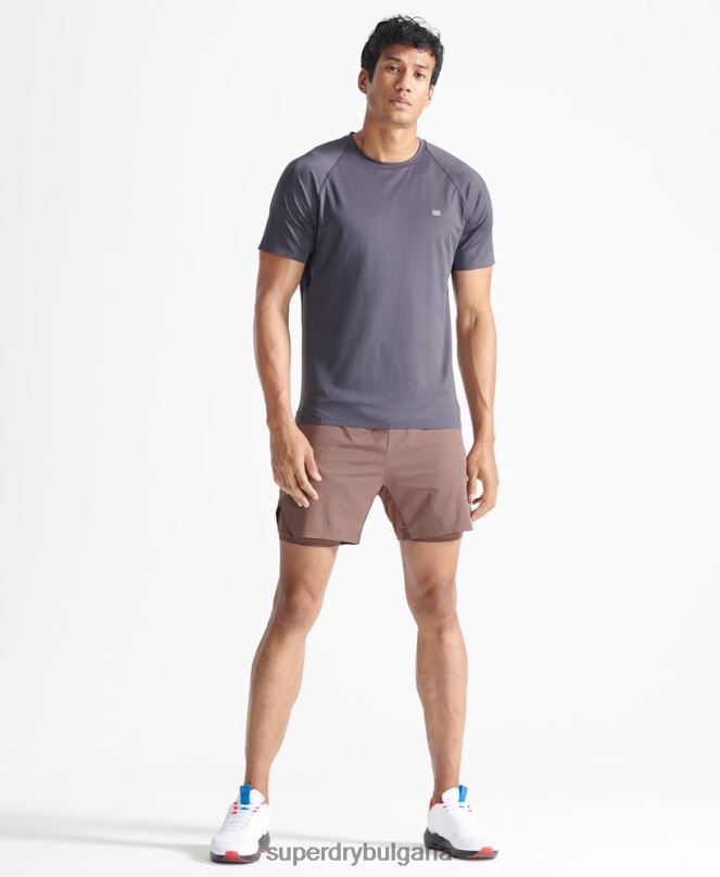 Superdry облекло N00H5377 кафяво мъже къси панталони с първокласен слой