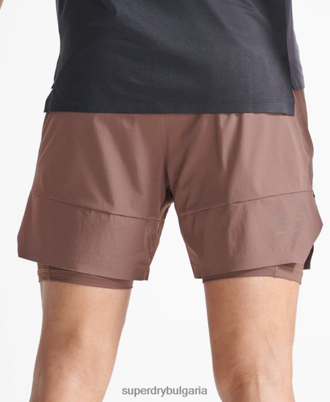 Superdry облекло N00H5377 кафяво мъже къси панталони с първокласен слой