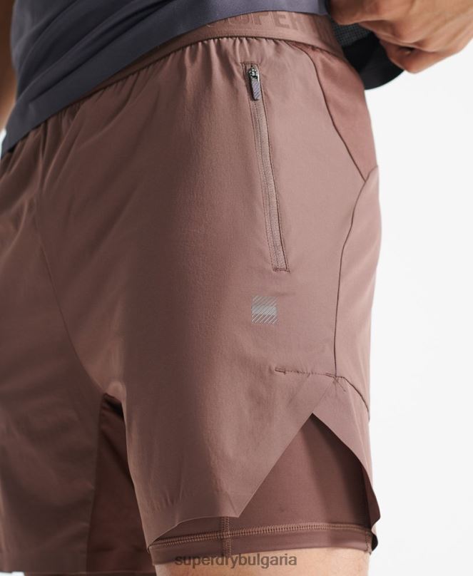 Superdry облекло N00H5377 кафяво мъже къси панталони с първокласен слой