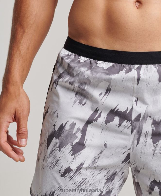 Superdry облекло N00H5384 сиво мъже бягайте първокласни многослойни шорти