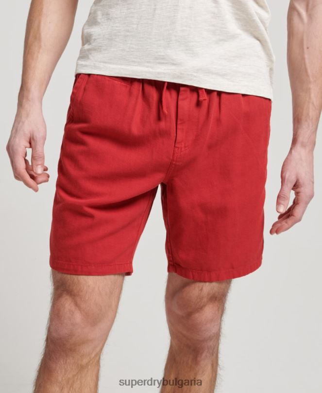 Superdry облекло N00H55 червен мъже винтидж пребоядисани шорти