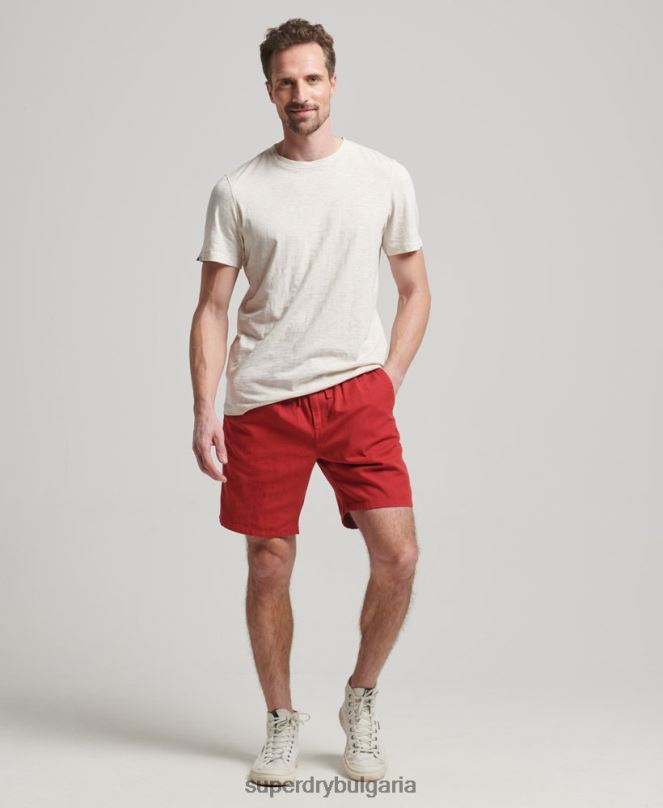 Superdry облекло N00H55 червен мъже винтидж пребоядисани шорти