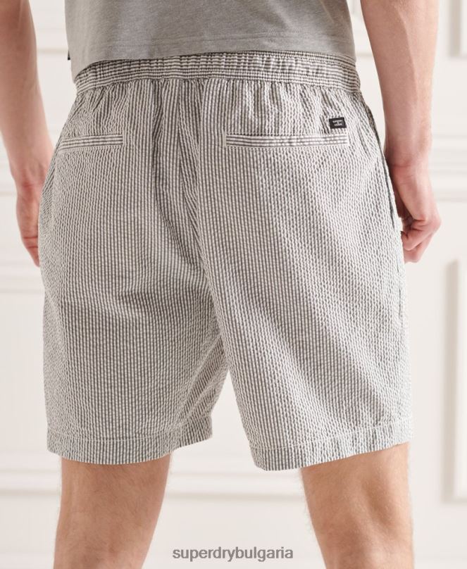 Superdry облекло N00H6438 сиво мъже seersucker шорти с шнур