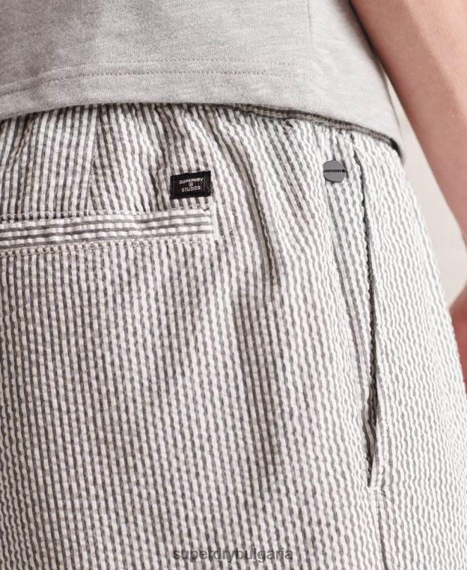 Superdry облекло N00H6438 сиво мъже seersucker шорти с шнур