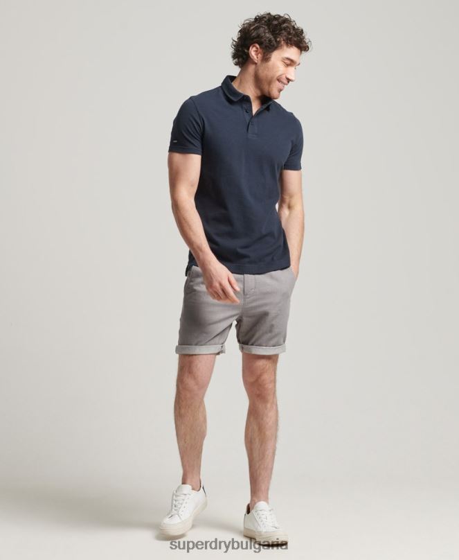 Superdry облекло N00H6450 тъмно сив мъже студия от органичен памук ленени шорти