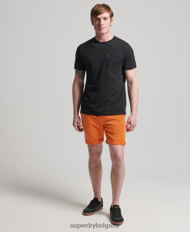 Superdry облекло N00H6475 оранжево мъже къси чино панталони от органичен памук