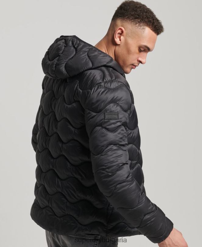 Superdry облекло N00H1001 черен мъже леко подплатено палто с качулка