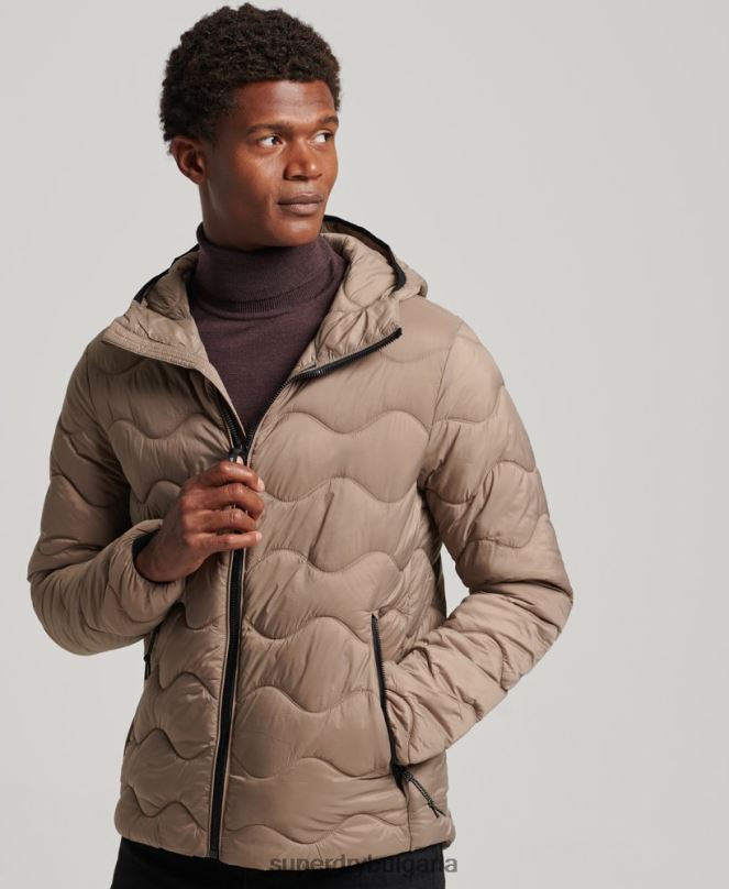 Superdry облекло N00H1002 кафяво мъже леко подплатено палто с качулка