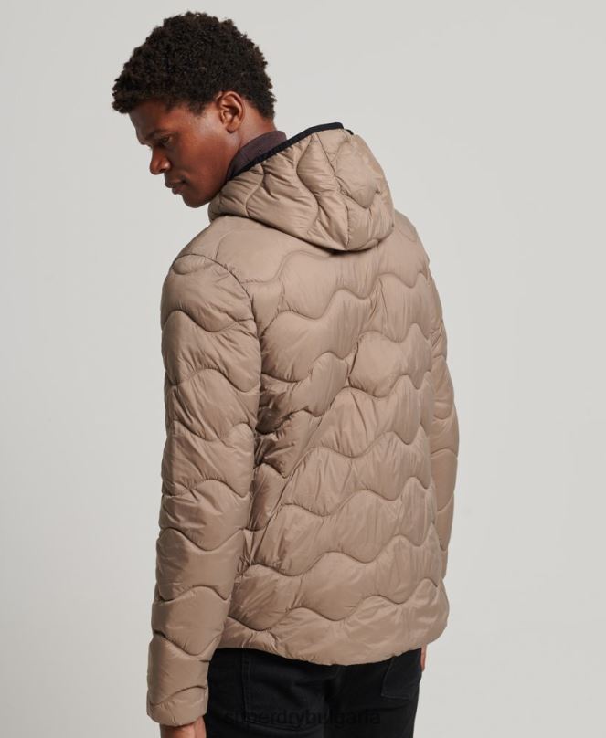 Superdry облекло N00H1002 кафяво мъже леко подплатено палто с качулка