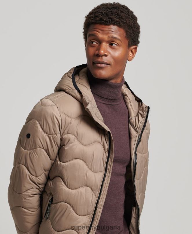 Superdry облекло N00H1002 кафяво мъже леко подплатено палто с качулка