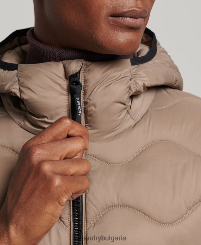 Superdry облекло N00H1002 кафяво мъже леко подплатено палто с качулка