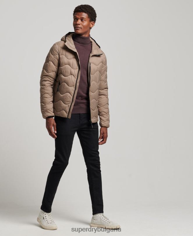Superdry облекло N00H1002 кафяво мъже леко подплатено палто с качулка
