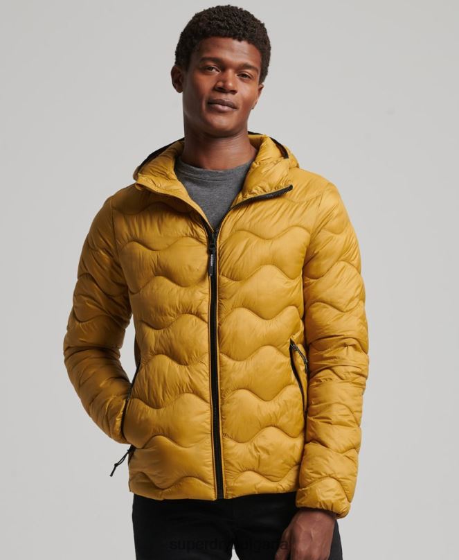 Superdry облекло N00H1003 жълто мъже леко подплатено палто с качулка