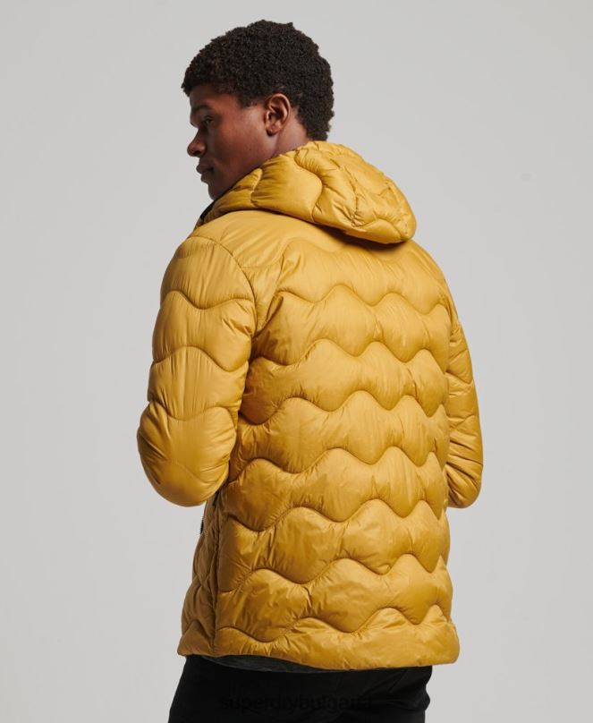 Superdry облекло N00H1003 жълто мъже леко подплатено палто с качулка