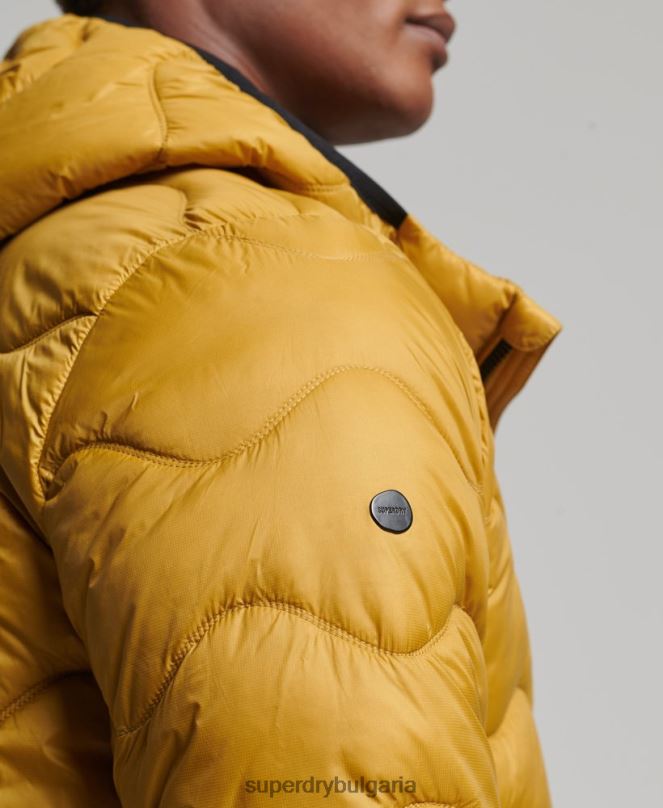 Superdry облекло N00H1003 жълто мъже леко подплатено палто с качулка