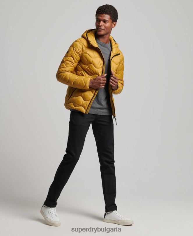 Superdry облекло N00H1003 жълто мъже леко подплатено палто с качулка