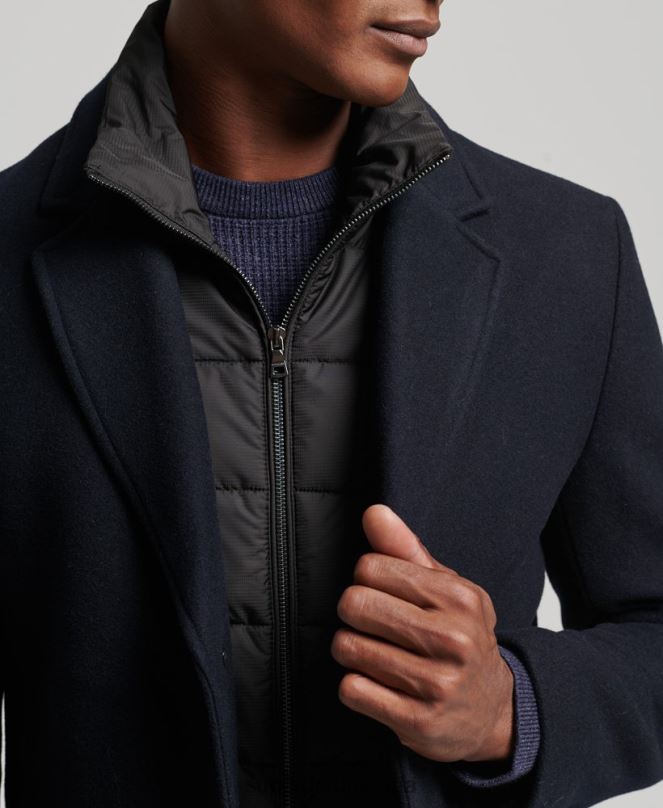Superdry облекло N00H1023 военноморски флот мъже вълнено палто с подвижна подплата