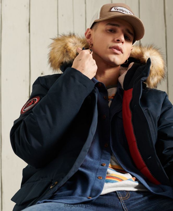 Superdry облекло N00H1027 военноморски флот мъже палто парка everest