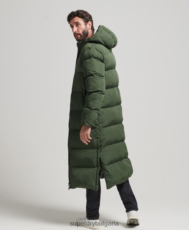 Superdry облекло N00H1028 зелено мъже много дълго пухено палто