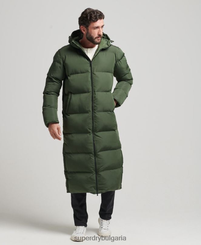 Superdry облекло N00H1028 зелено мъже много дълго пухено палто