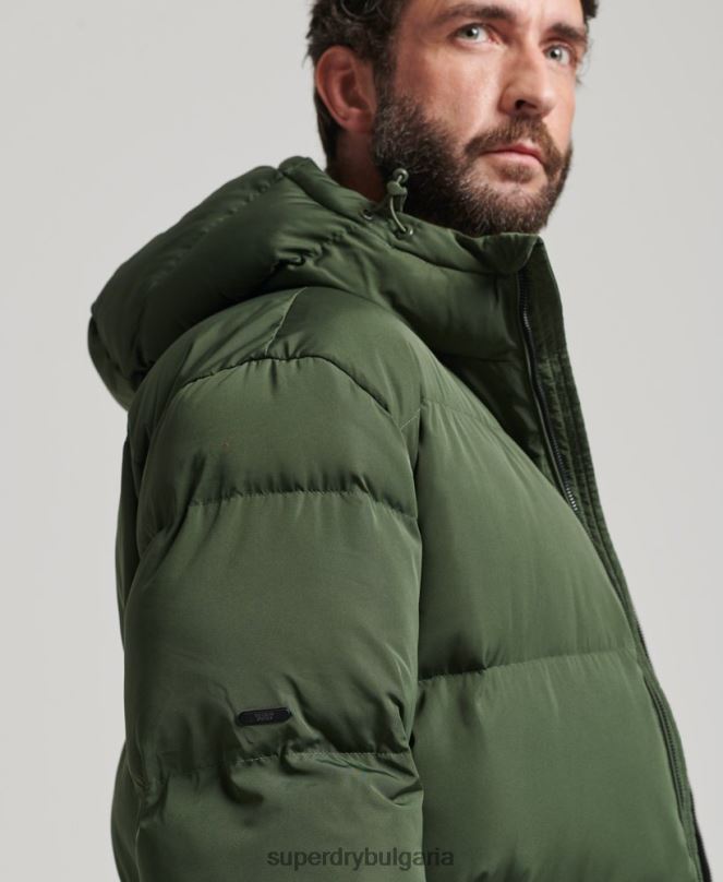 Superdry облекло N00H1028 зелено мъже много дълго пухено палто