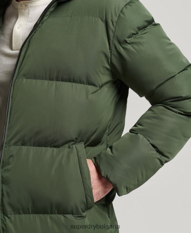 Superdry облекло N00H1028 зелено мъже много дълго пухено палто