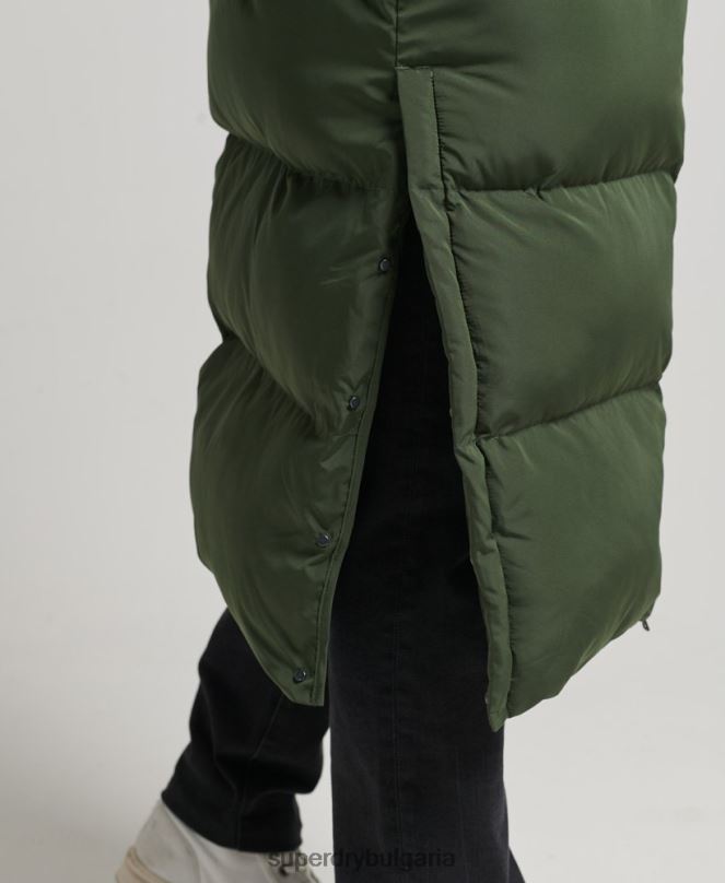 Superdry облекло N00H1028 зелено мъже много дълго пухено палто
