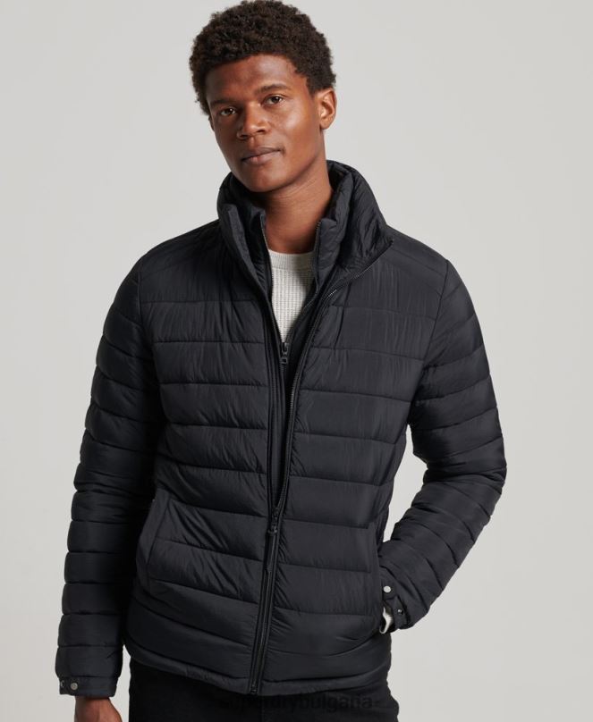 Superdry облекло N00H1029 черен мъже късо леко пухено палто
