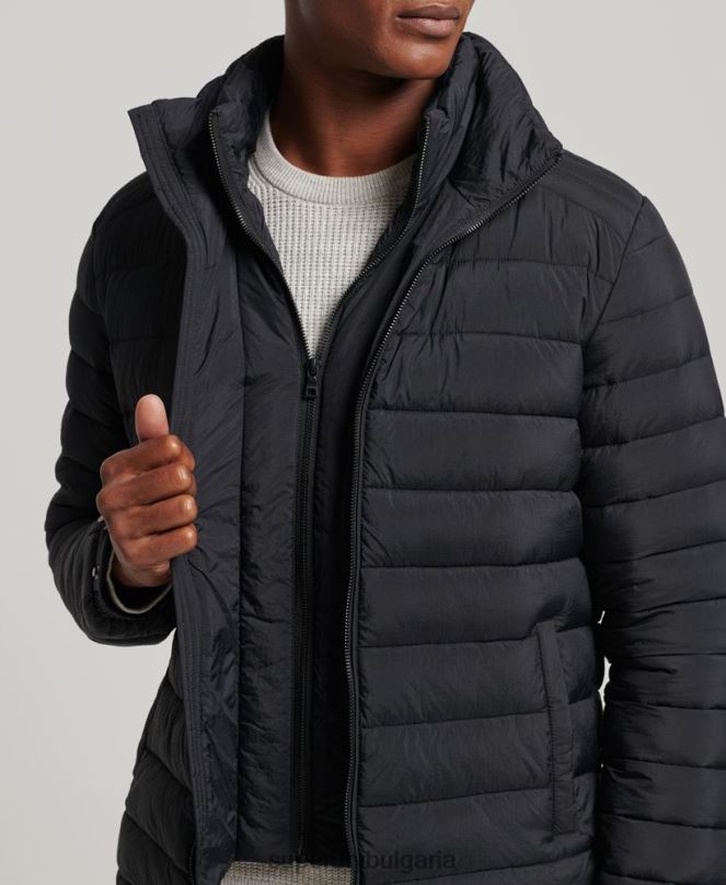 Superdry облекло N00H1029 черен мъже късо леко пухено палто