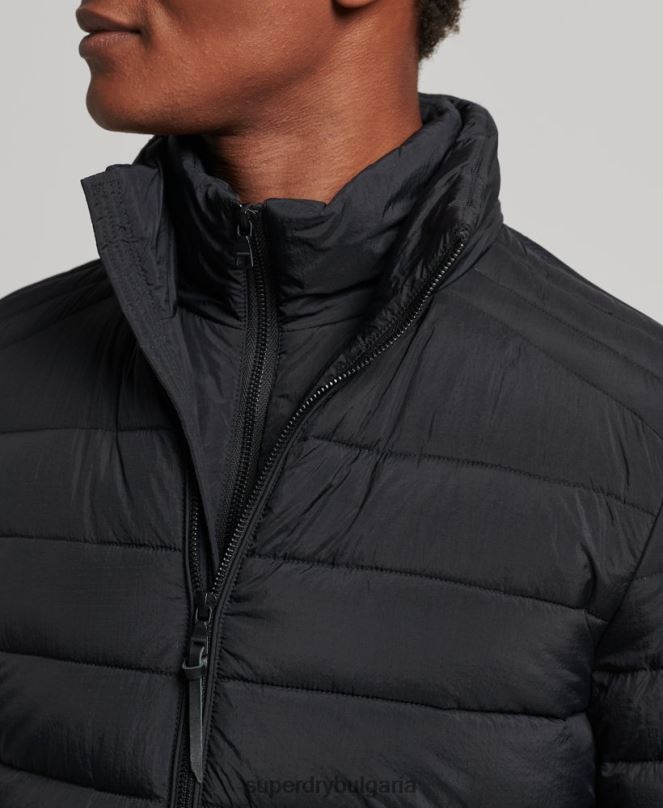 Superdry облекло N00H1029 черен мъже късо леко пухено палто